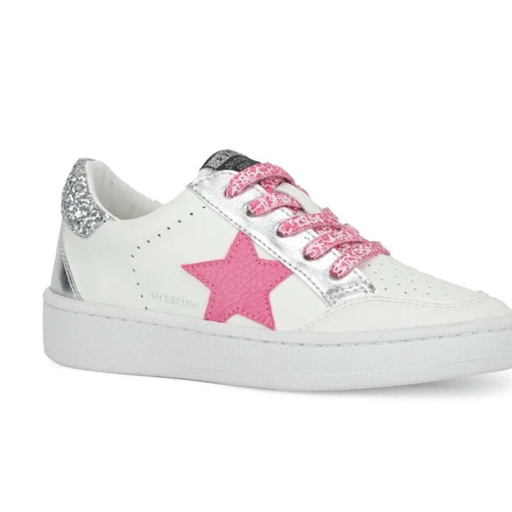 VH VINTAGE HAVANA Kids White and Pink Star Sneakers